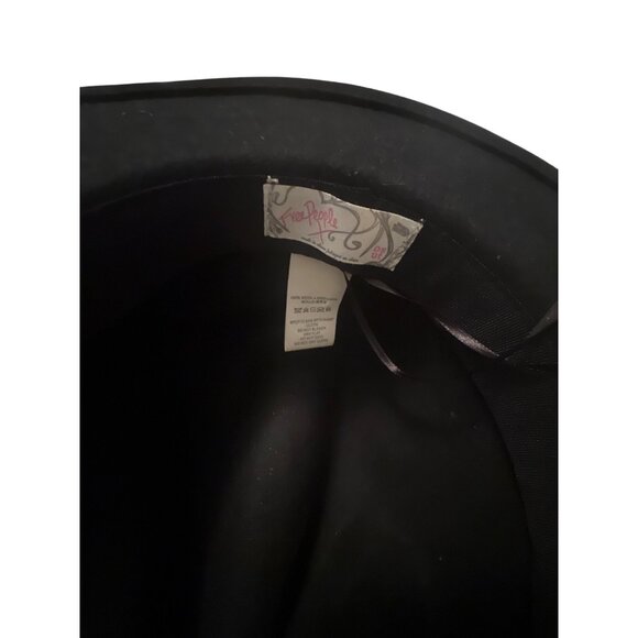 Free People Black Wool Wide-Brimmed Hat With Leather Band - Picture 4 of 4